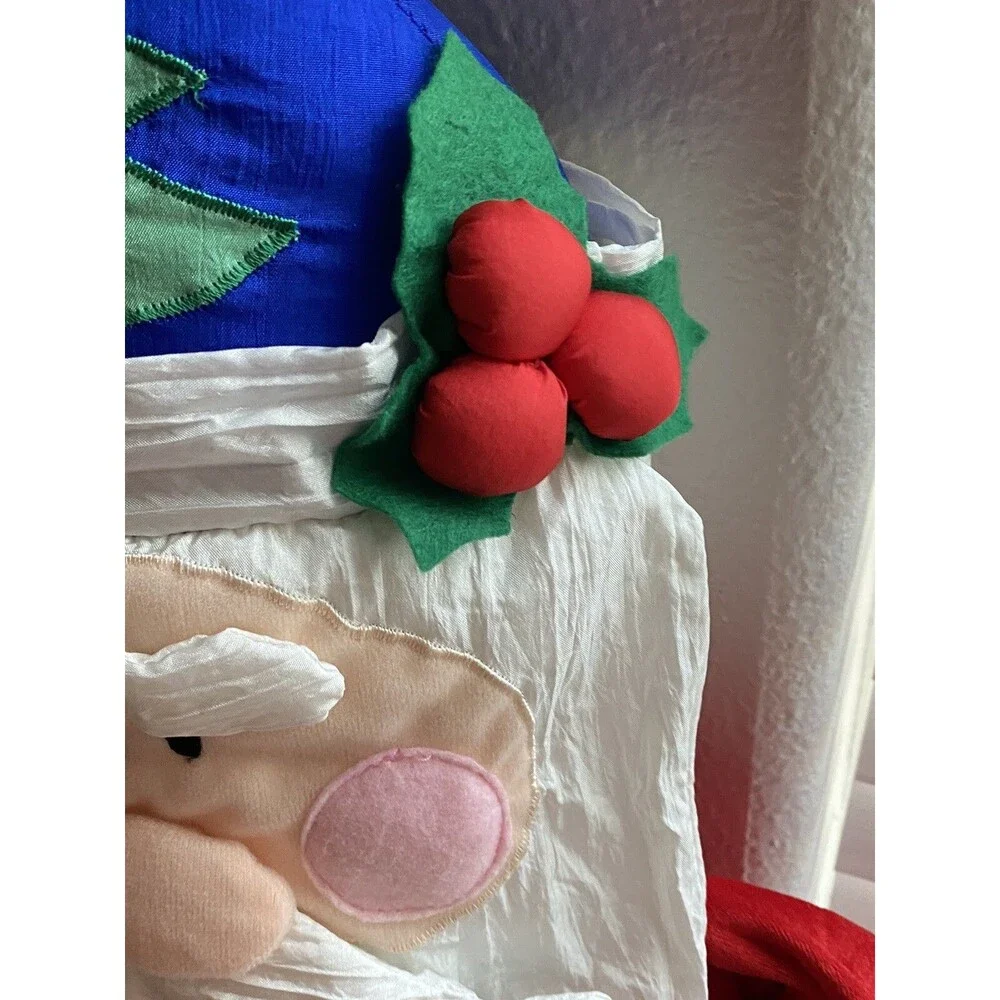 Santa Claus Plush Decor Nylon Parachute Fabric Large Christmas Vtg.